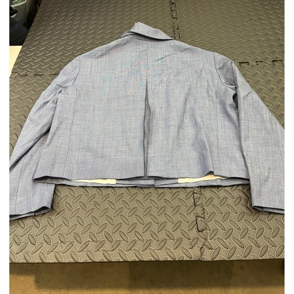 NWT MM LaFleur Nicky 1.0 Jacket Women L Indigo White Sharkskin Cropped Blazer - Picture 10 of 13